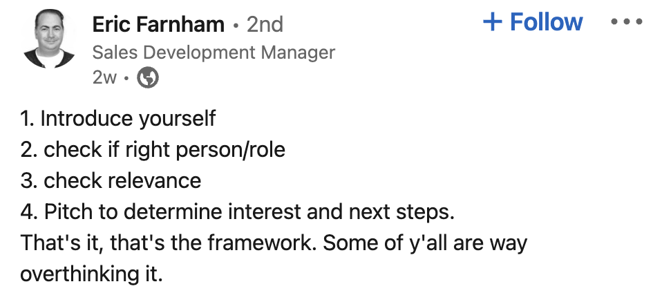 Eric Farnham LinkedIn Post