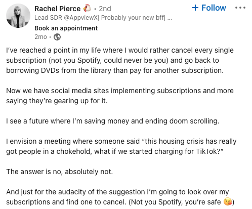 Rachel Pierce LinkedIn Post