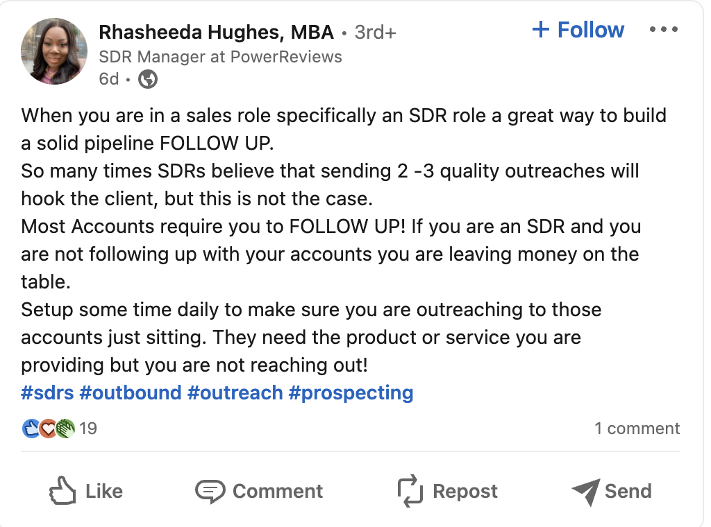 Rhasheeda Hughes LinkedIn Post