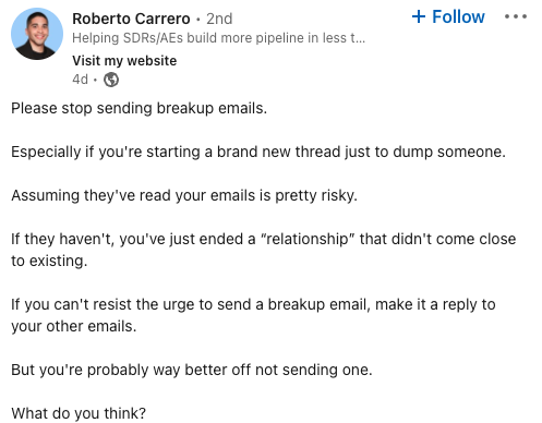 Roberto Carrero Linkedin Post