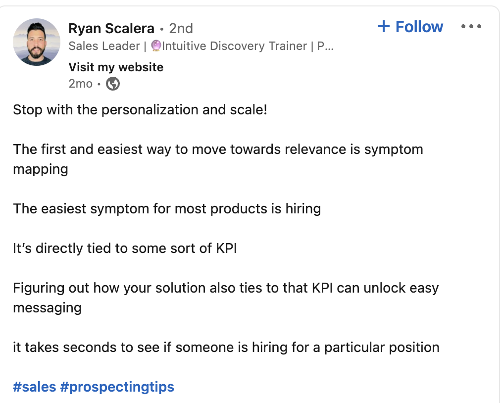 Ryan Sclera LinkedIn Post