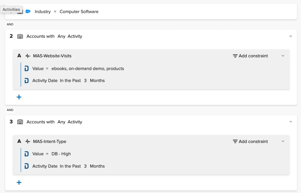 Example of segmentation on Demandbase One